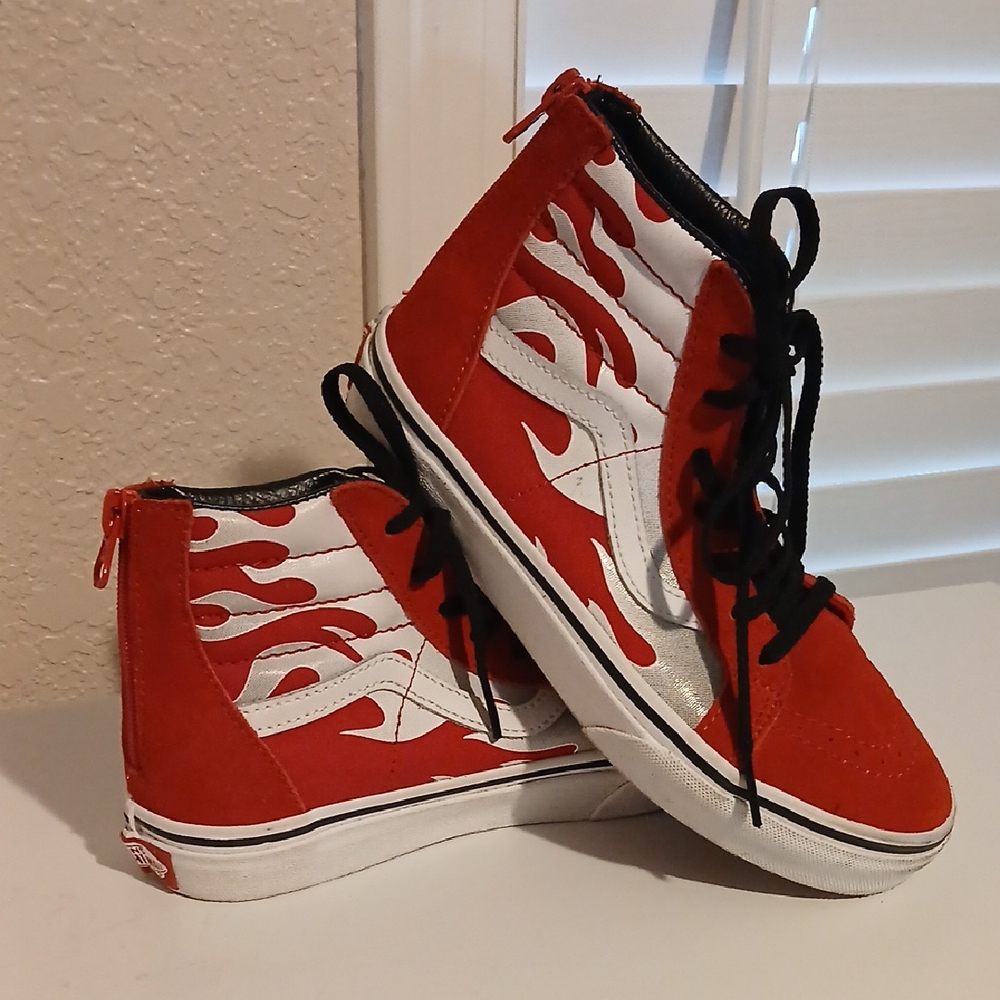 Vans Kids Red Flame High-Top Sneakers